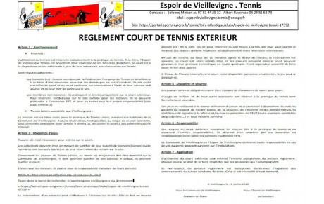 COURT EXTERIEUR - Conditions d'utilisation